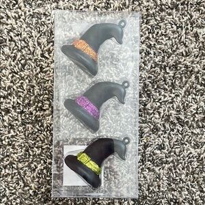 Ashland Black Witch Hat Ornaments with Orange, Purple, and Green Bands